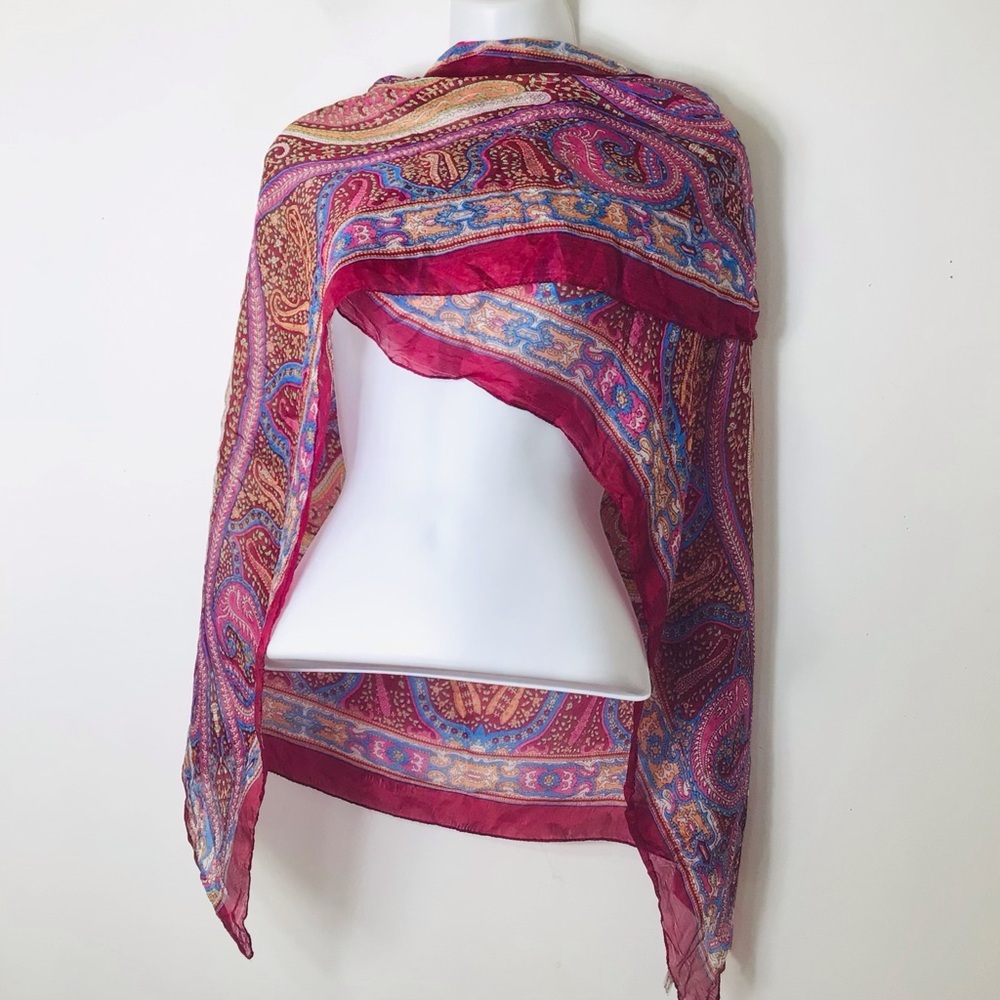 Pink paisley silk scarf women India